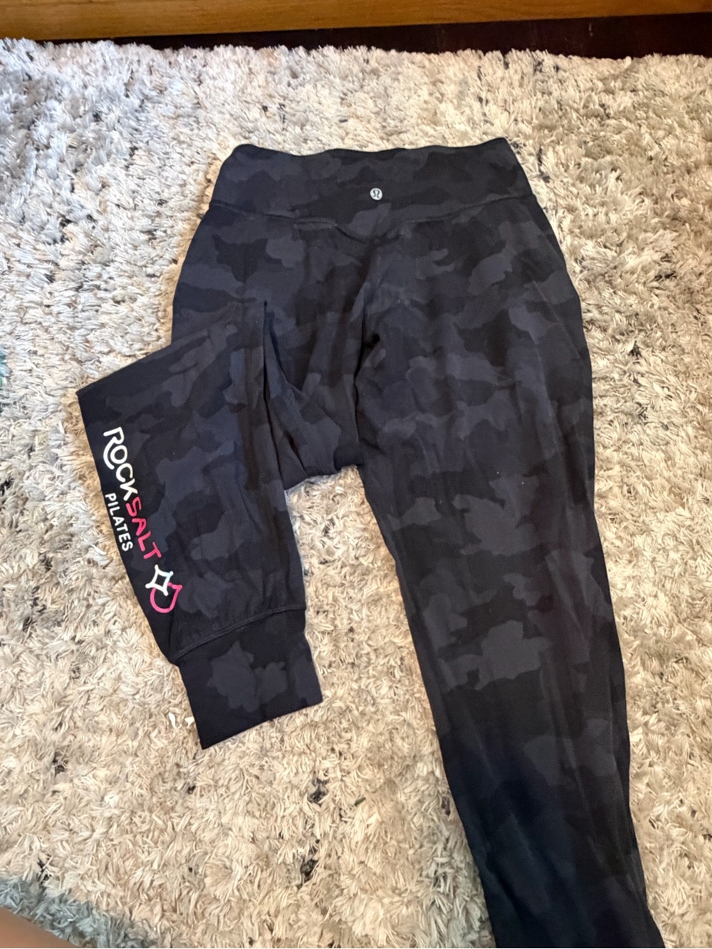 lululemon athletica Black Camo Leggings with Branded Side Detail
